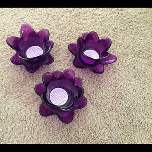 Purple flower tea light candle holders